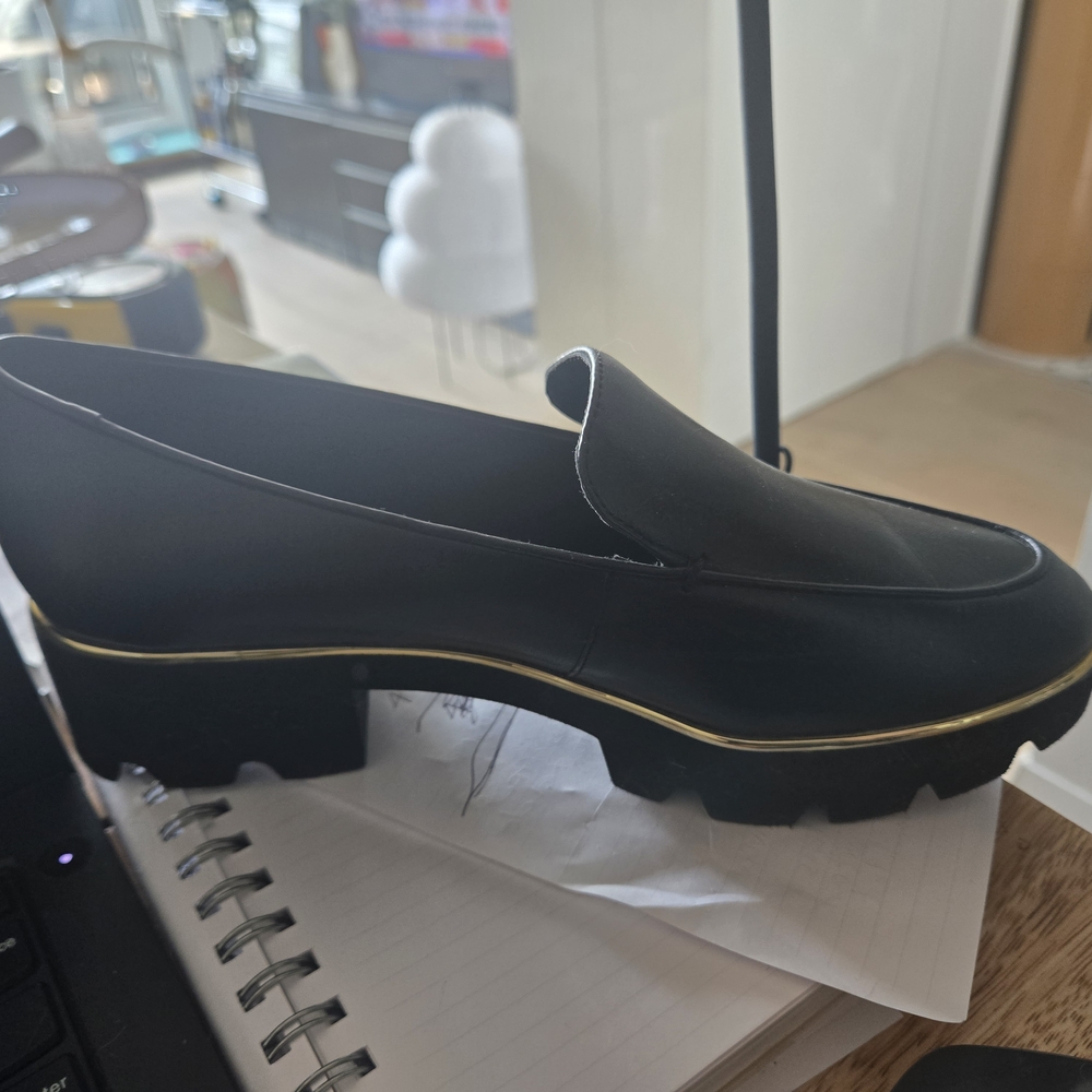 DKNY Women's Black Loafer with Gold Trim